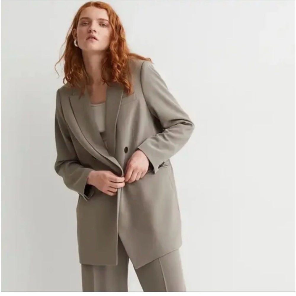 H&M Taupe Long Blazer Jacket